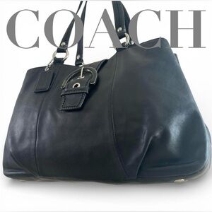 Coach Y2K SohoMedium Leather Shoulder Black Bag with Silver Hardware
